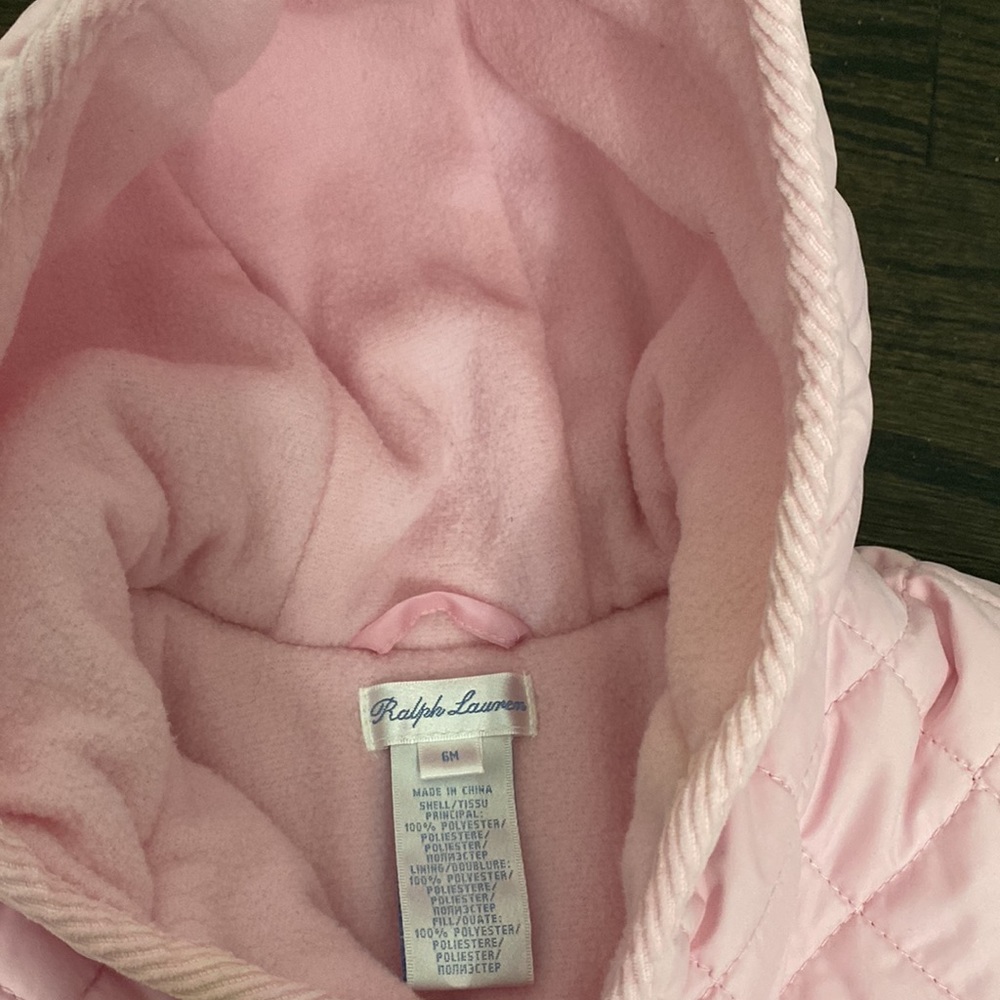 Ralph Lauren Baby Girl Hooded Barn Bunting Snowsuit Light Pink Size 6Months - Picture 8 of 8